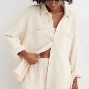 Aerie lumber Jane fleece shirt shacket cream